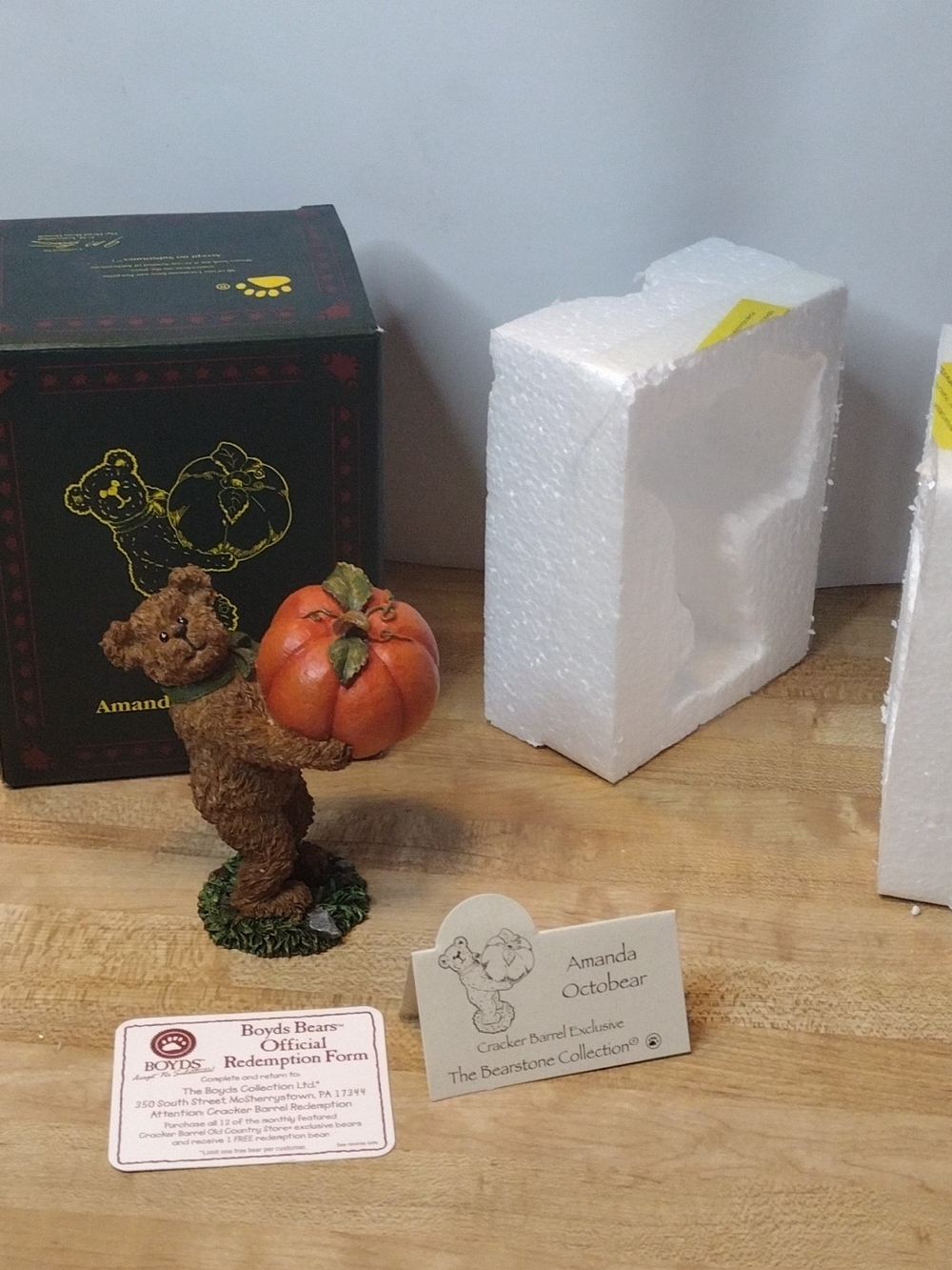 Boyds Bears Amanda Octobear Pumpkin Figurine Cracker Barrel Exclusive Boxed Mint